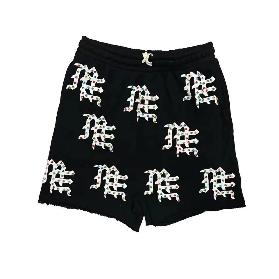 MIXED EMOTION ME LOGO FLEECE SHORTS BLACK