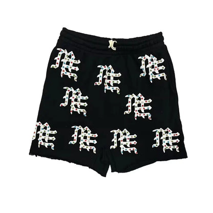 MIXED EMOTION ME LOGO FLEECE SHORTS BLACK