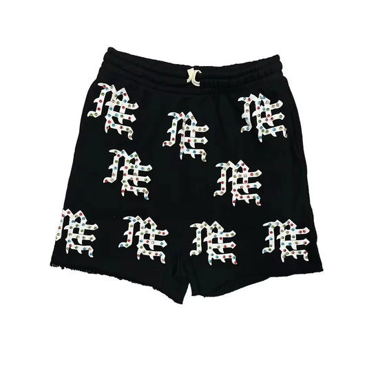 MIXED EMOTION ME LOGO FLEECE SHORTS BLACK