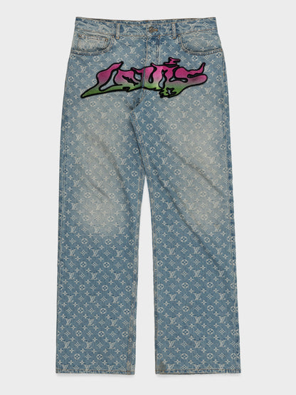 LOUIS VUITTON Graffiti Monogram Jeans