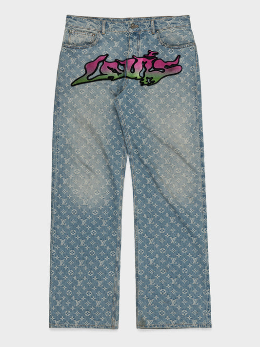 LOUIS VUITTON Graffiti Monogram Jeans