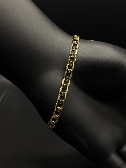 Curb largo pulso oro laminado 14K 5mm (T04)
