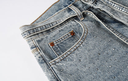 PURPLE FULL RHINESTONE JEANS PU9129