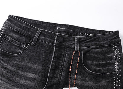 PURPLE PANT BLACK RHINESTONE PU167