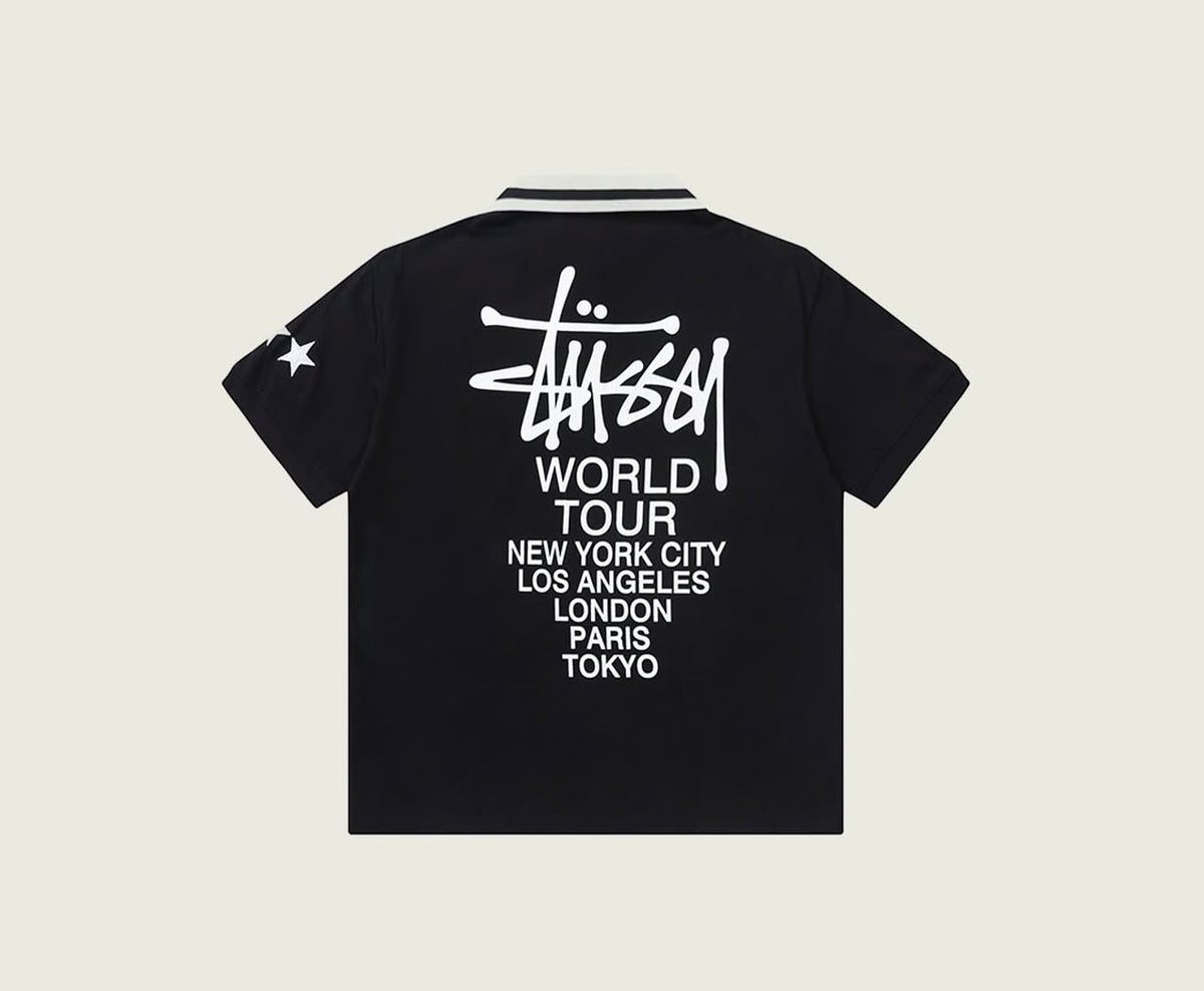 Stussy world Tour Polo Tshirt Black