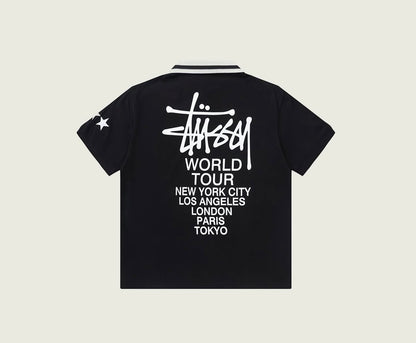 Stussy world Tour Polo Tshirt Black