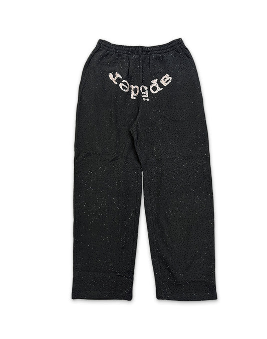 SWEATPANTS SPIDER BLACK RHINESTONE VVS