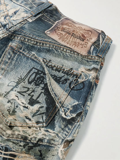 Acne Studios
Wide-Leg Printed Jeans Blue