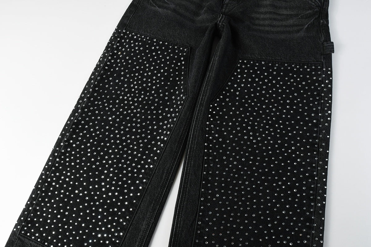 Purple Black Rhinestone Jeans PU6011