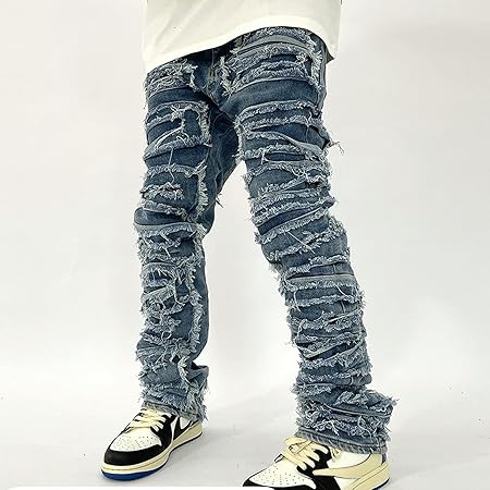 PANTALON Retro Ripped Distressed Jeans