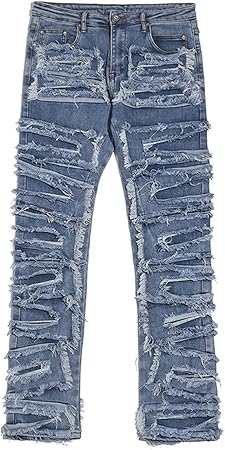 PANTALON Retro Ripped Distressed Jeans