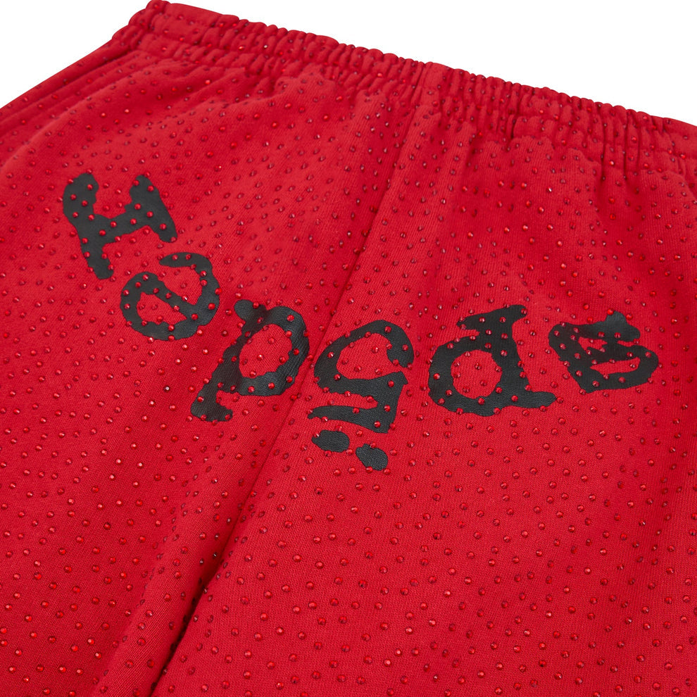 SWEATPANTS SPIDER RHINESTONE RED