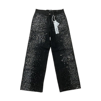 PURPLE RHINESTONE BLACK JEANS