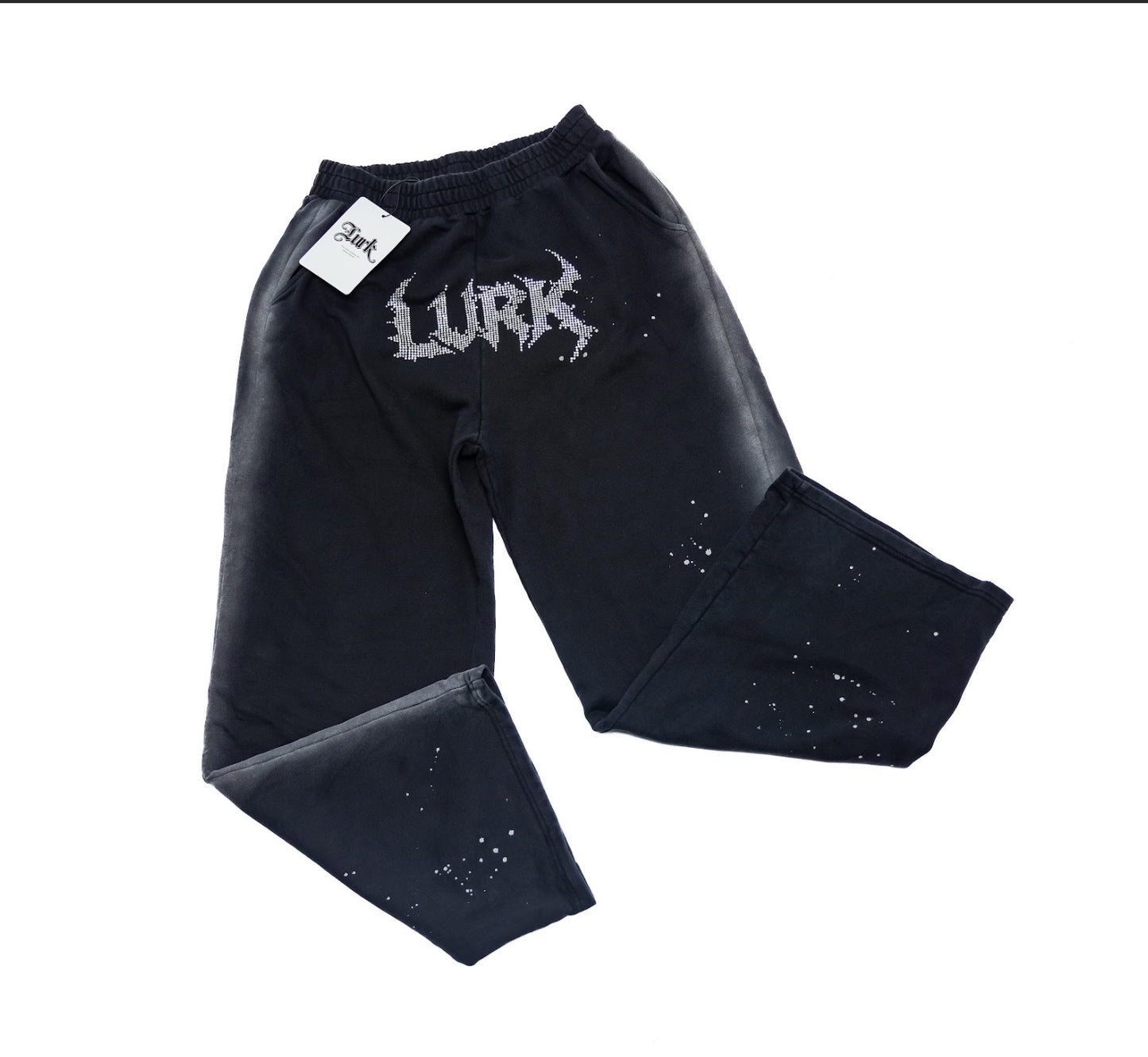LURK BRAND Rhinestone Paint Splatter Baggy Jogger