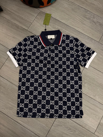 Gucci Men's GG Jacquard Cotton Piquet Polo Shirt