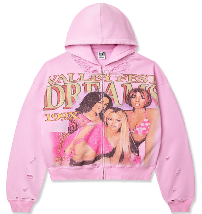 VALLEY DREAMS ZIP UP HOODIE PINK