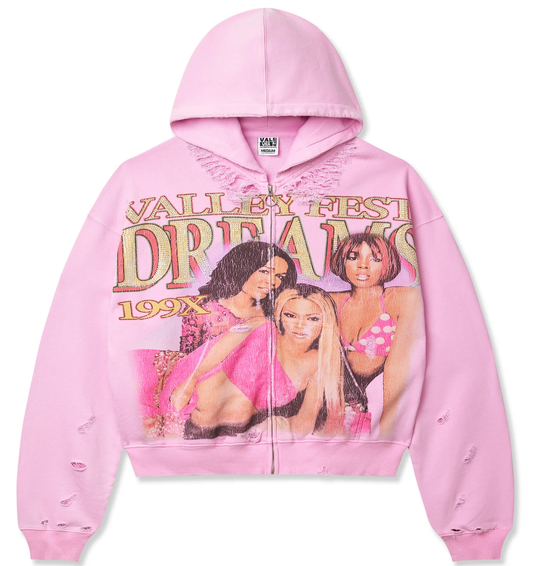 VALLEY DREAMS ZIP UP HOODIE PINK