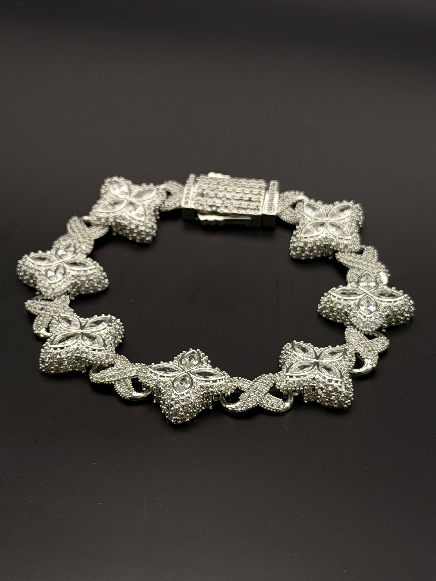 Silver Floral Tennis Bracelet