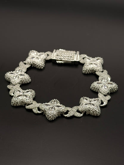Silver Floral Tennis Bracelet