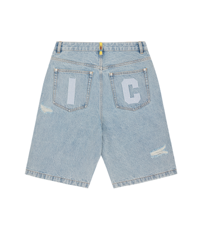 Icecream RUNNING DOG DENIM SHORTS - HEAVY WASH BLUE (D089)