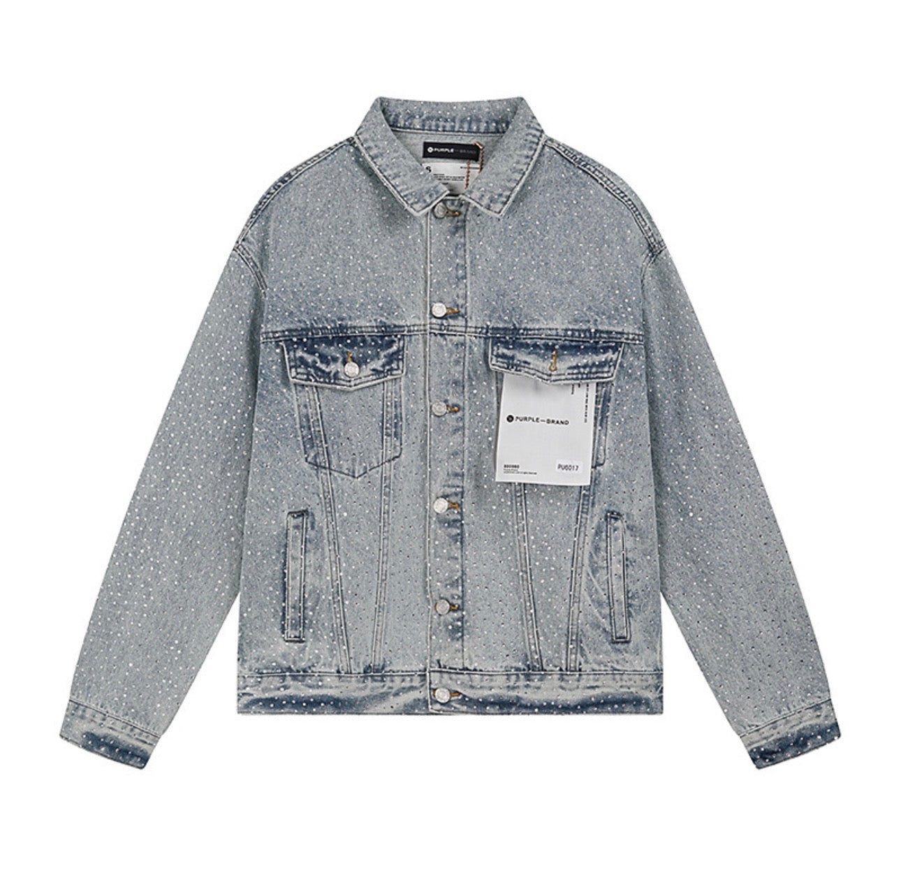 PURPLE BRAND 
Rhinestone-Embellished Denim Jacket