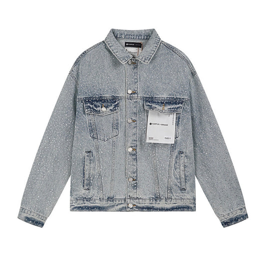 PURPLE BRAND 
Rhinestone-Embellished Denim Jacket