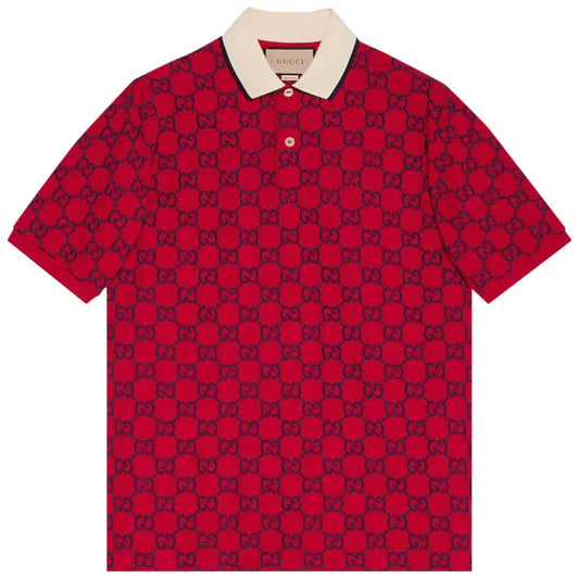 Gucci Stretch Cotton Piquet Polo 'Live Red/Bluette'