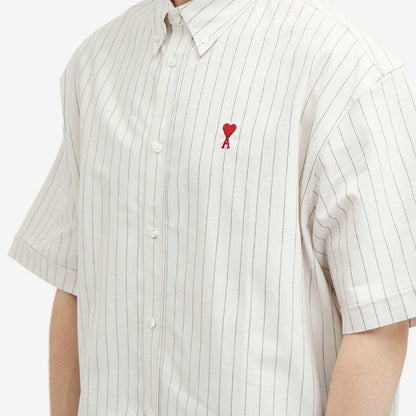 Ami Paris Men's White Boxy Fit Heart Short Sleeve