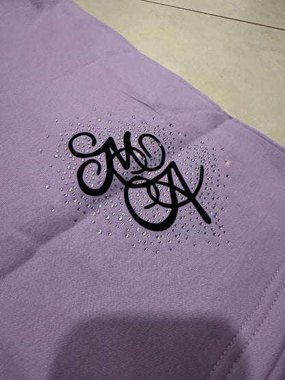 Amiri short Purple Rhinestone