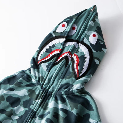 BAPE Color Camo Shark Wide Full Zip Double Hoodie