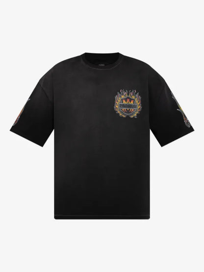 AMIRI ON FLAMES BLACK TSHIRT