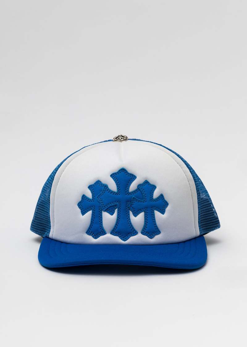 Chrome Hearts Cemetery Triple Cross Trucker Hat Blue