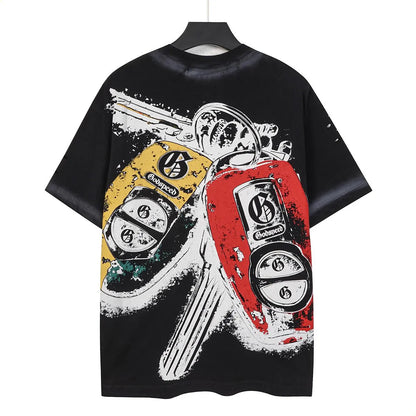 Godspeed Racing Vintage black Cropped T-Shirt Beige Rhinestone Edition