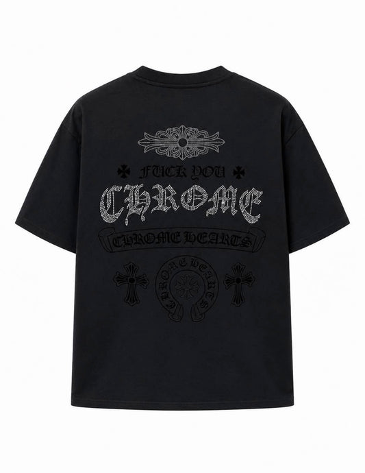 Chromehearts F*ck You black rhinestone Tshirt
