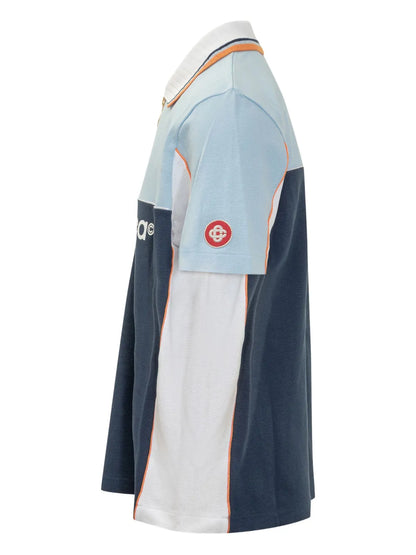 CASA BLANCA Colour-Block Zip-Neck Polo Shirt
