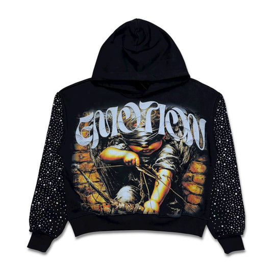 MIXED EMOTION ARCHER RHINESTONE HOODIE BLACK