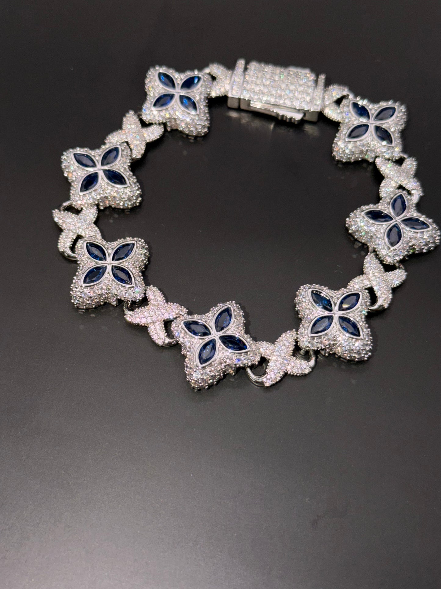 Blue Floral Tennis Bracelet