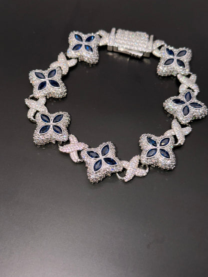 Blue Floral Tennis Bracelet