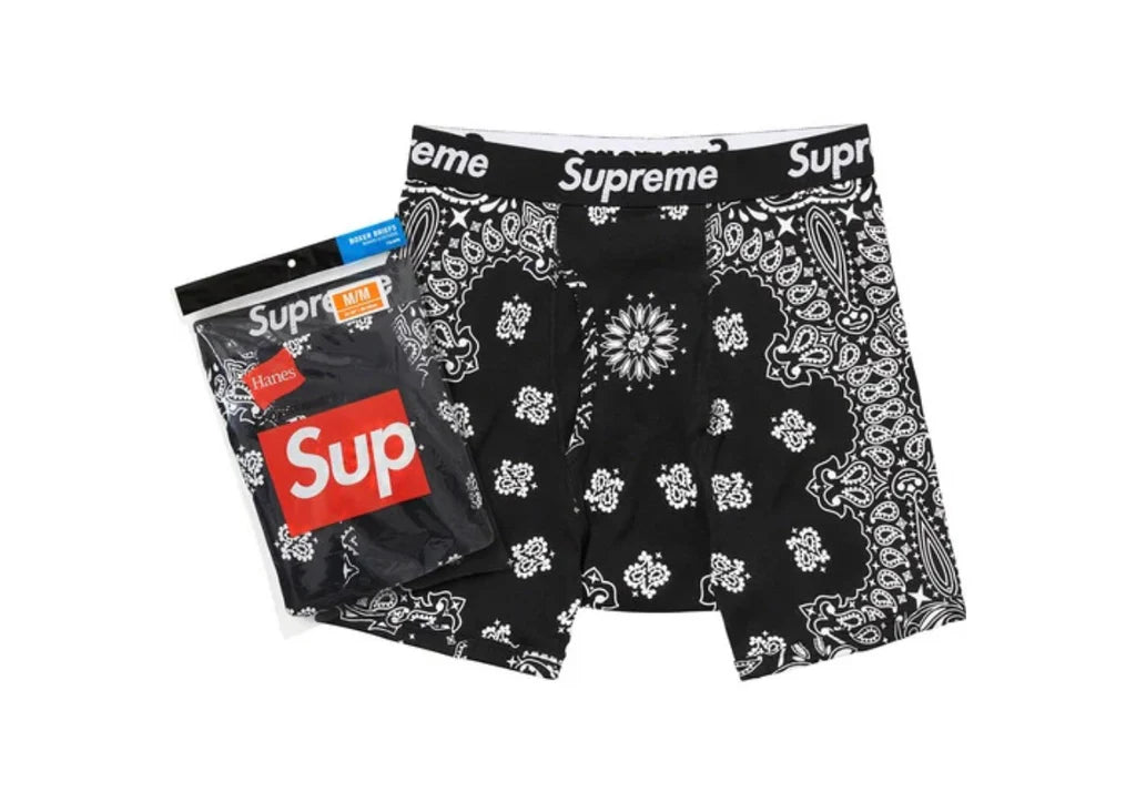 SUPREME X HANES BANDANA BLACK BRIEF BÓXER 2PACK