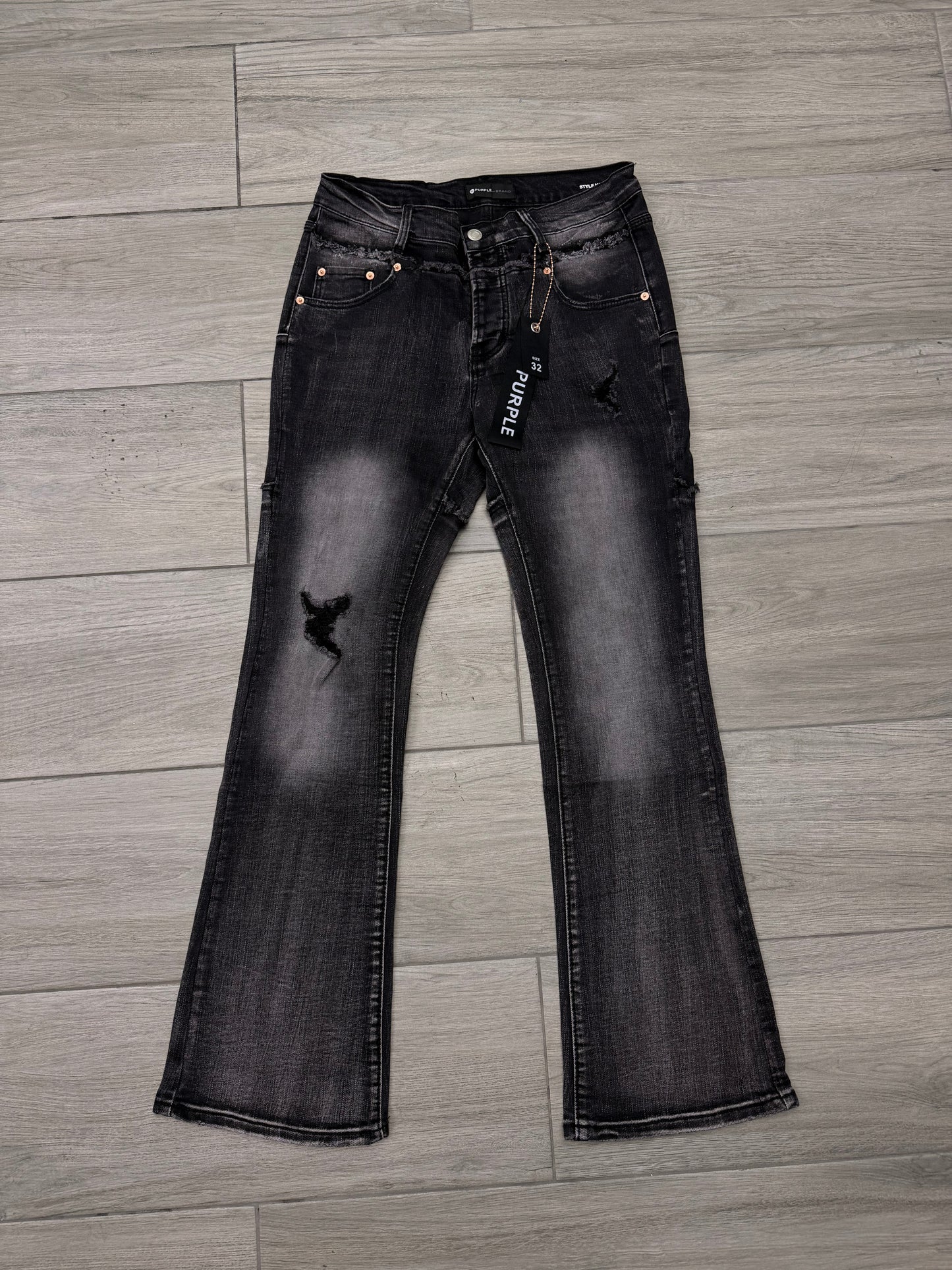 PURPLE FLARED BLACK JEANS PE63619