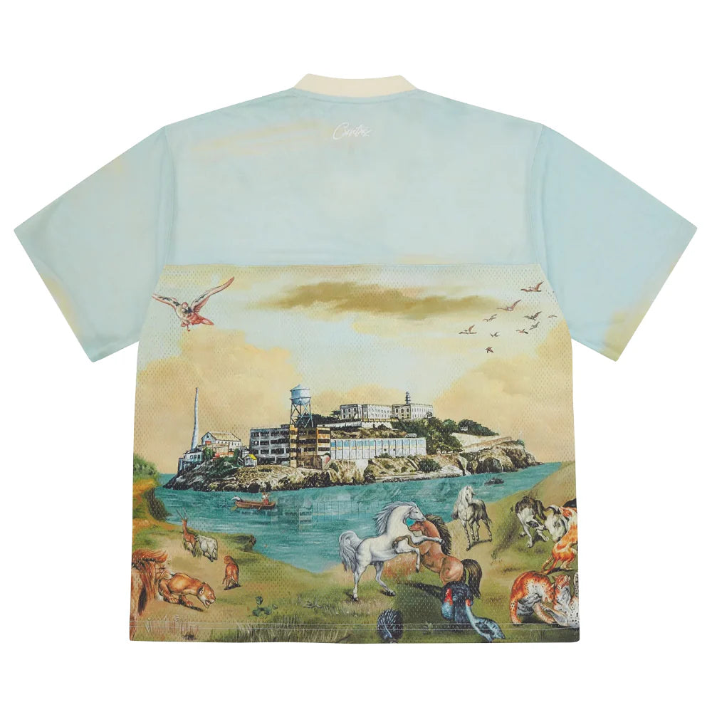 Corteiz Narnia Football Jersey 'Blue/Cream'
