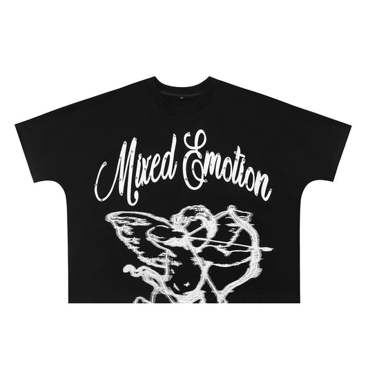 Mixed Emotions Cropped Angel Diamond Tee Boxy B97
