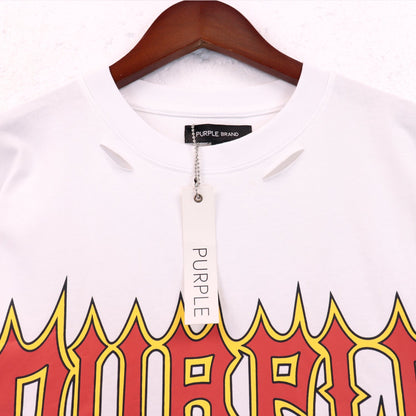 PURPLE TEE FLAMES WHITE