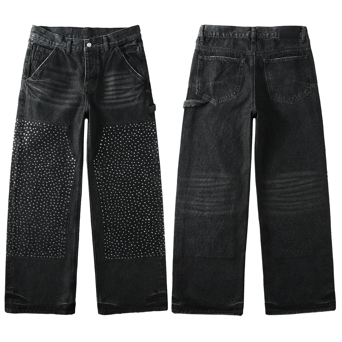 Purple Black Rhinestone Jeans PU6011