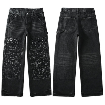 Purple Black Rhinestone Jeans PU6011