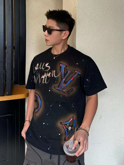Louis vuitton print black Tshirt