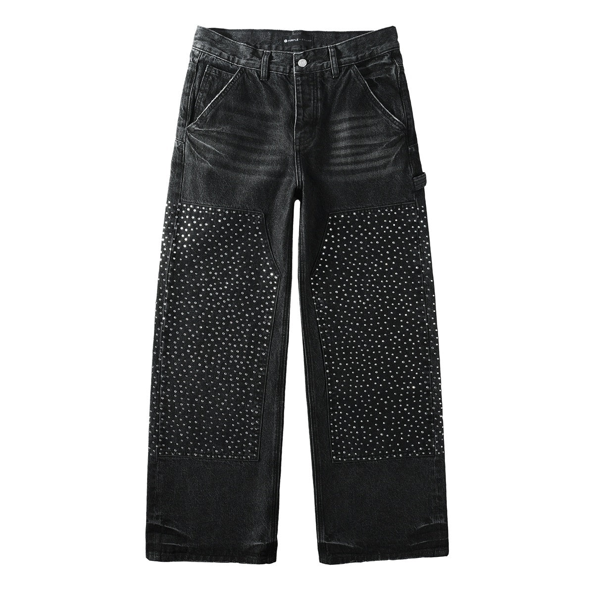 Purple Black Rhinestone Jeans PU6011
