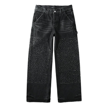 Purple Black Rhinestone Jeans PU6011