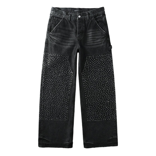 Purple Black Rhinestone Jeans PU6011