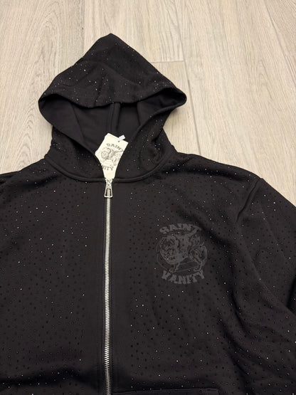 SAINT VANITY HOODIE RHINESTONE BLACK